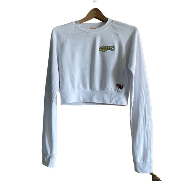 Aviator Nation Tops - Aviator Nation White Aspen Cropped Sweatshirt Small
